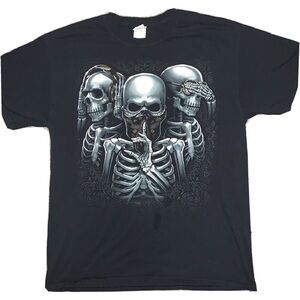 Skull Hear No Evil See No Evil Speak No Evil Graphic T-shirt
